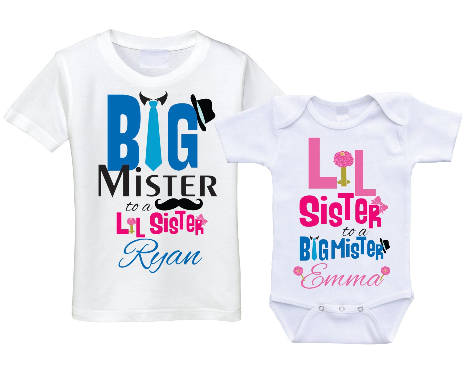Personalized Big brother Little sister shirts matching sibling shirts big bro lil sis sibling shirt set matching brother sister outfits