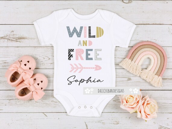 Wild and Free Boho Baby Shower Gifts for Girls Personalized Baby Gifts with Name Funny Baby Girl Gifts Bohemian Baby Girl Outfit Boho Onsie