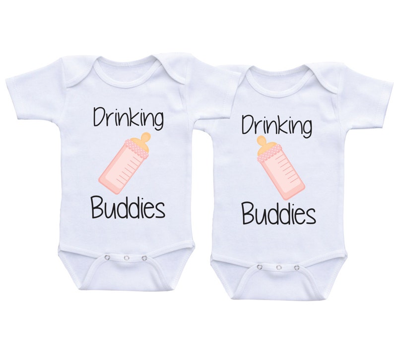 Drinking Buddies Onesies Twin baby clothes Twin Onesies boy and girl Twin Clothes Twins Matching Outfits Twin baby onesies Twin baby gifts image 3