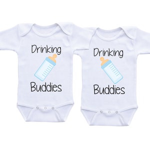 Drinking Buddies Onesies Twin baby clothes Twin Onesies boy and girl Twin Clothes Twins Matching Outfits Twin baby onesies Twin baby gifts image 2