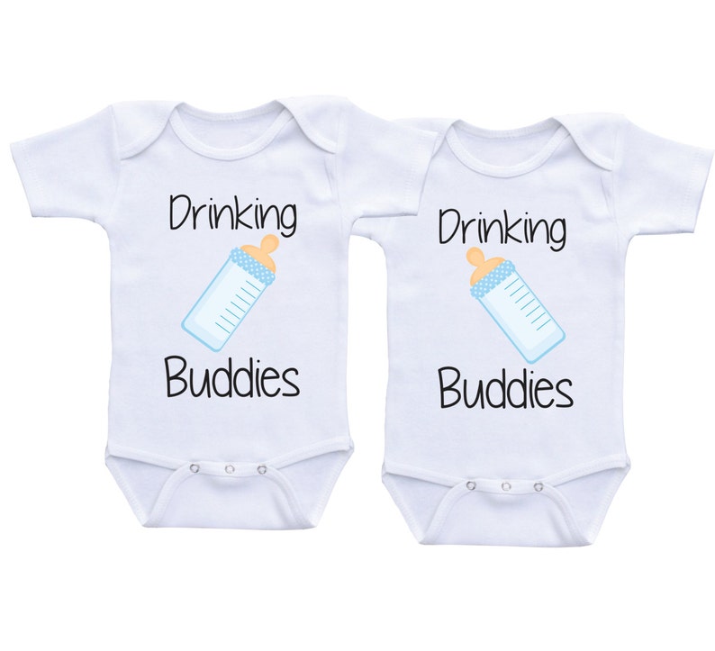 Drinking Buddies Onesies Twin baby clothes Twin Onesies boy and girl Twin Clothes Twins Matching Outfits Twin baby onesies Twin baby gifts image 2