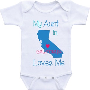 My Aunt Loves Me Onesie baby boy available in Different States-Aunt Onesies Auntie shirt/ I love my Aunt for baby boy Aunt baby shirt