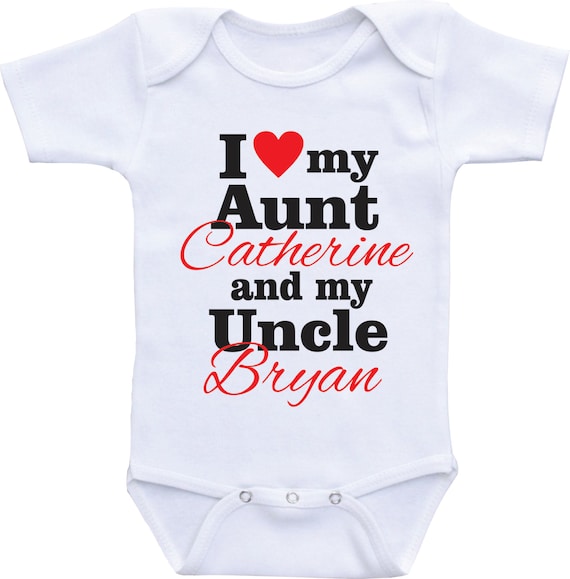 I Love My Auntie Embroidered Baby Romper Babygrow Gift Aunt Nephew Niece Heart