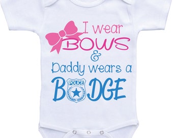 Police Daddy Baby Girl clothes, Bows and Badge