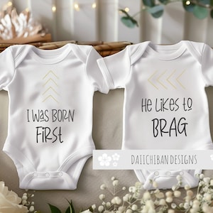 Funny Twin matching outfits for boys Twins baby shower gifts Funny Twins onesies boy and girl Twin baby clothes for girls twin baby gift set