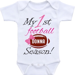 Baby Girl Football Onesie My First Football Season Football Sports Outfit, Personalized Football Baby Shirt for baby girl football outfit