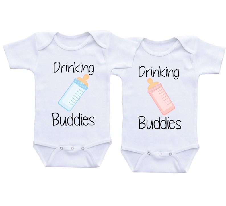 Drinking Buddies Onesies Twin baby clothes Twin Onesies boy and girl Twin Clothes Twins Matching Outfits Twin baby onesies Twin baby gifts image 1