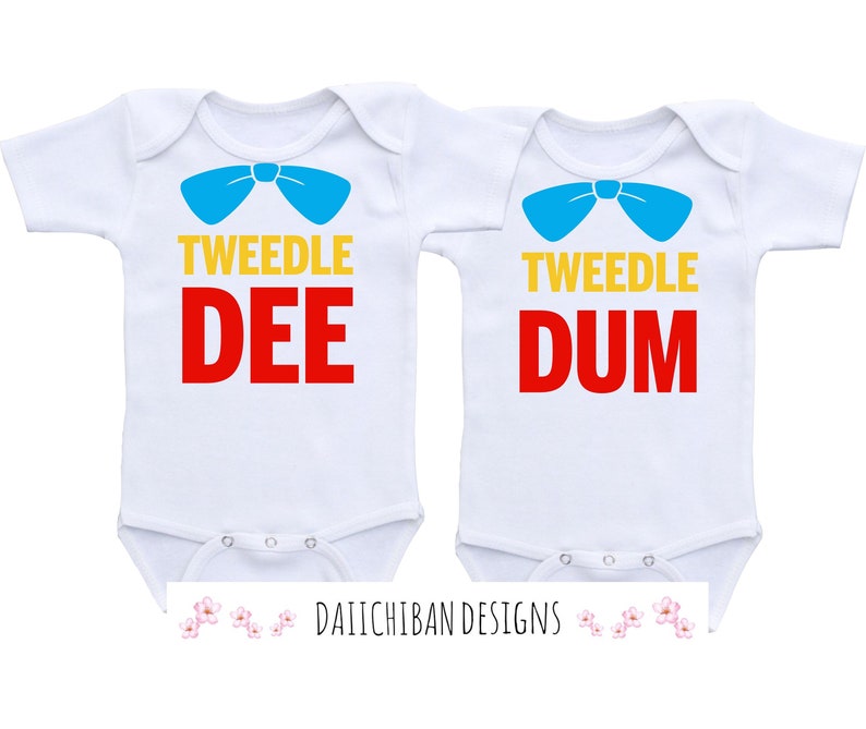 Twin baby gifts Tweedle Dee and Tweedle Dum shirt Twin baby clothes Twin onsies Twin boys outfits Twin gifts Twin outfits Twin onesies boys