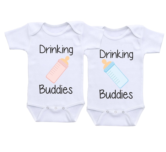 Drinking Buddies Twin Onesie Funny Twin Onesies Twin Baby Gift Etsy