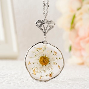 Daisy Necklace Birth Flower Necklace Boho Necklace For Women Birth Flower for April Necklace Boho Jewelry Birth Flower Pendant image 2