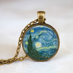 Starry Night Necklace • Vincent Van Gogh • Van Gogh Jewelry • Art Pendant
