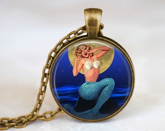 Mermaid Necklace • Blue Necklace • Mermaid Under the Moon