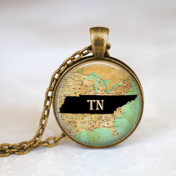 TN Necklace - Tennessee State Necklace • Tennessee Jewelry • Tennessee Art Pendant • State Necklace • State Jewelry • Custom State Necklace