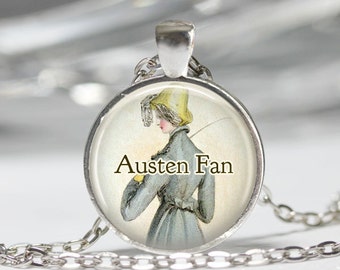 Jane Austen Fan Necklace • Jane Austen Jewelry • Bookish Gifts • Book Lover Gift • Literary Gifts