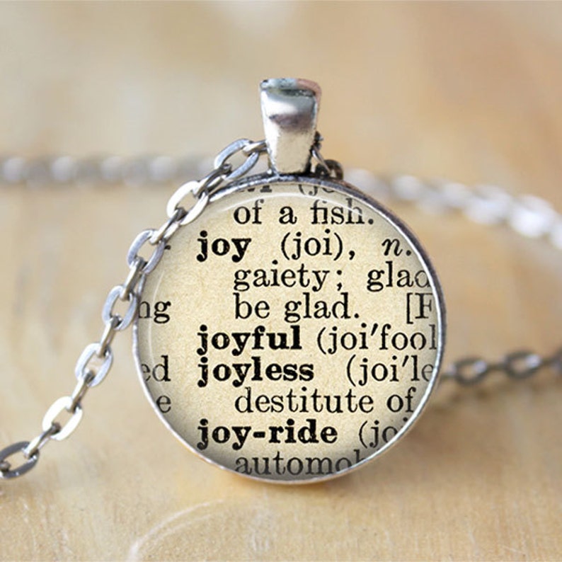 Joy Necklace Joy Definition Joy Jewelry Dictionary Quote Etsy