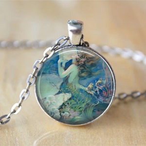 Colar Sereia - Pingente Sereia. Joias de sereia. Pingente de arte. Colar Fantasia. Pingente Fantasia em Azul