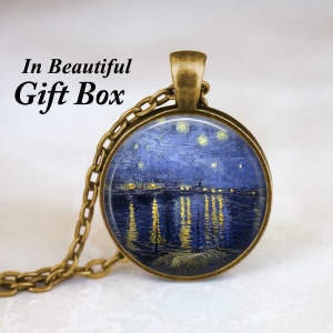 Starry Night Over the Rhone Necklace • Vincent Van Gogh • Van Gogh Jewelry • Post-Impressionism Art Pendant • Gift For Her