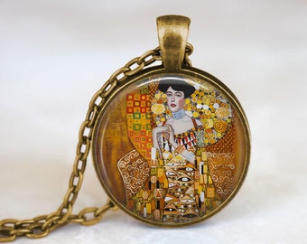 Gustav Klimt • Pinturas famosas • Mujeres de oro • Adele Bloch-Bauer I • Pintura de Klimt • Colgante de arte moderno • Relleno de medias