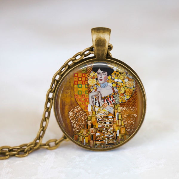 Gustav Klimt • Famous Paintings • Women In Gold • Adele Bloch-Bauer I • Klimt Painting  • Modern Art Pendant • Stocking Stuffer