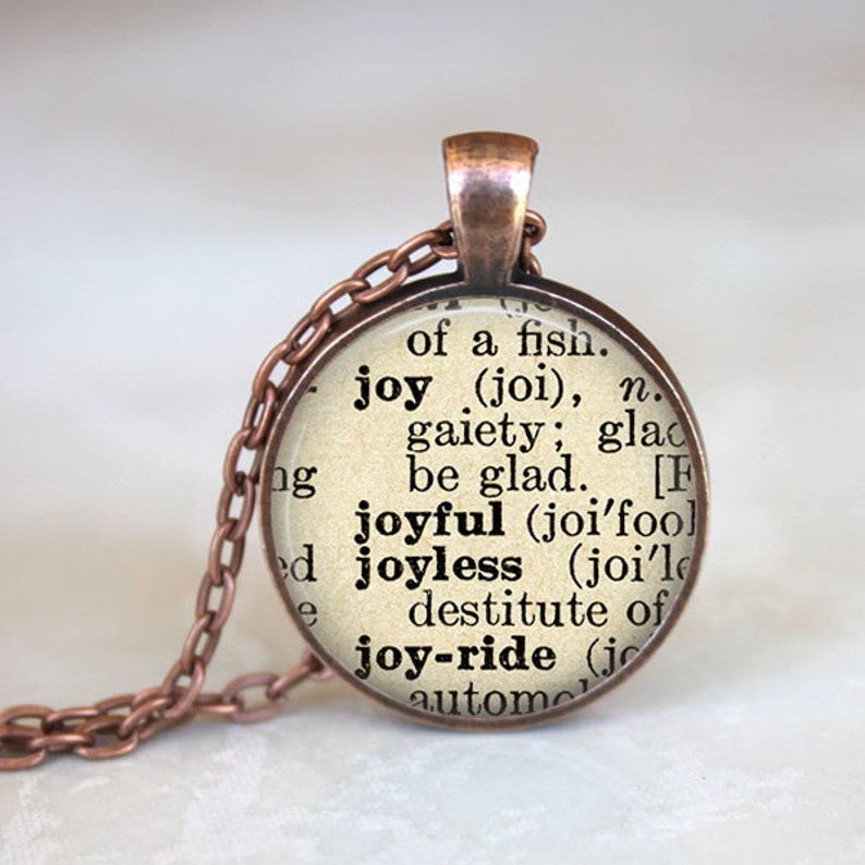 Joy Necklace Joy Definition Joy Jewelry Dictionary Quote Etsy