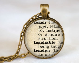 Teacher Necklace • Teacher Gift • Teacher Definition • Gifts for Teachers • Teacher Dictionary Quote • Dictionary Quote Jewelry