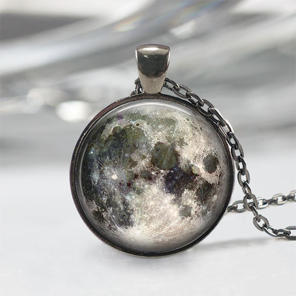 Full Moon Necklace - Full Moon Jewelry Full Moon Pendant Full Moon Charm Space Necklace Space Jewelry Universe Necklace Galaxy Necklace Gift