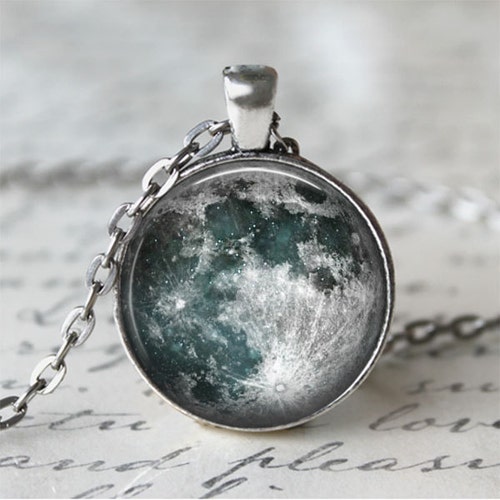Blue Moon Necklace Full Moon Necklace Full Moon Jewelry Etsy