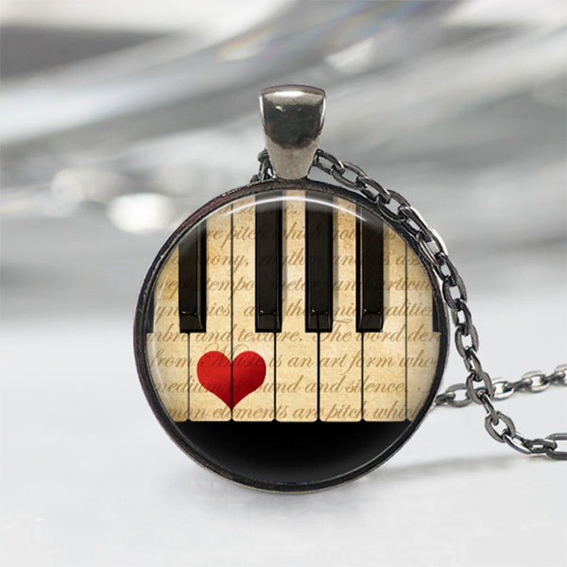 Music Jewelry Piano Necklace Piano Key Necklace Black and Etsy