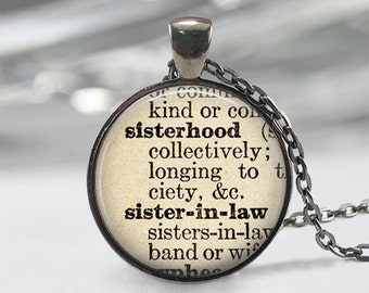 Hermana en ley - collar de hermandad. Regalo de la hermana. Joyas de la hermana. Hermana en la definición de la ley. Hermana novia regalo de las damas de honor
