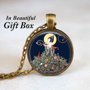 Art Deco Lady • Art Deco Necklace • Art Deco Jewelry • Christmas Tree • Christmas Jewelry • Christmas Necklace • Vintage Christmas
