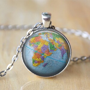 Naszyjnik Globe - Biżuteria Globe Naszyjnik Planeta Globe Naszyjnik podróżny World Globe Prezenty dla nauczycieli World Travel Wisiorek Globe Sztuka mapy świata