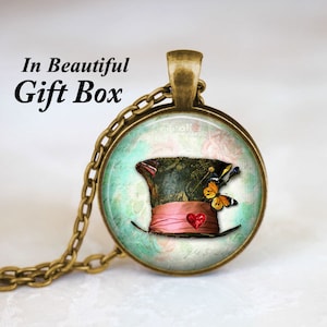 Verrückter Hutmacher Hut • Alice im Wunderland Schmuck • Märchen Halskette • Verrückter Hutmacher Schmuck • Durch das glas