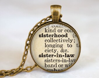Hermana en ley - collar de hermandad. Regalo de la hermana. Joyas de la hermana. Hermana en la definición de la ley. Hermana novia regalo de las damas de honor