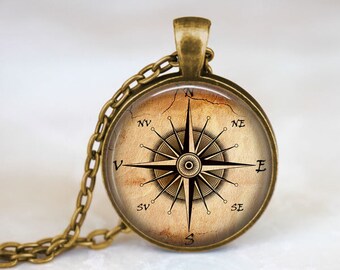Compass Necklace - Compass Rose Compass Jewelry Compass Pendant Nautical Jewelry Nautical Charms Nautical Compass Nautical Necklace