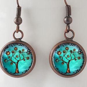 Copper Tree Earrings : Dangle Earrings. Copper Earrings. Studs. Art. Handmade Jewelry. Trees. Jewellery