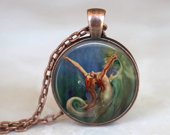 Collar de Sirena - Colgante de Sirena. Joyería de Sirena. Collar Art Nouveau. Joyería Art Nouveau. Colgante Artístico. Collar de Fantasía.