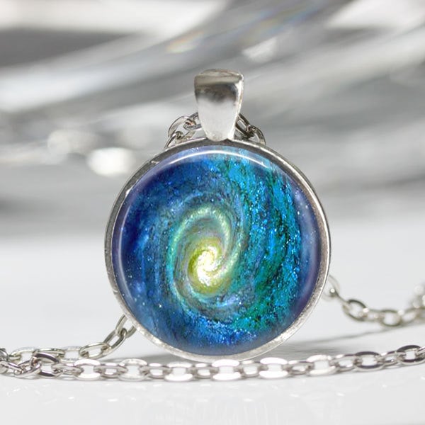 Galaxy Necklace - Blue Necklace Outer Space Milky Way Astronomy Nebula Pendant Celestial Necklace Fantasy Necklace