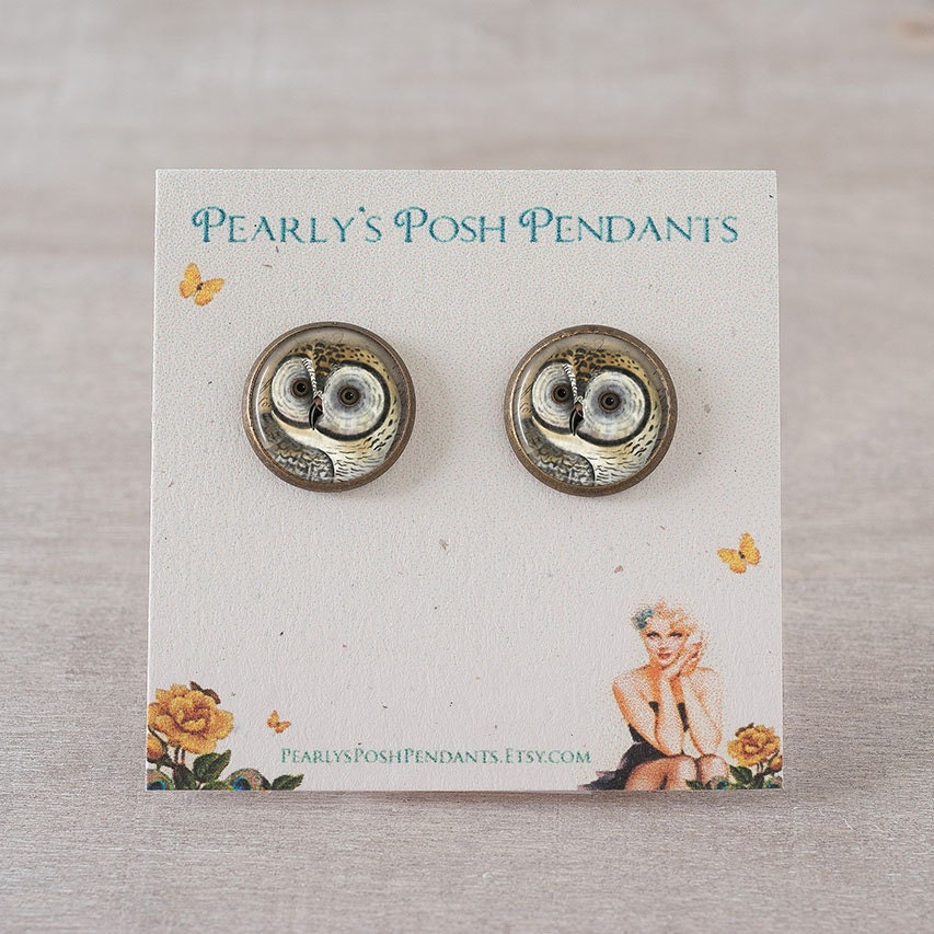 Owl Stud Earrings - Owl Post Earring Owl Earrings Owl Jewelry Bird Earrings Nature Earrings Woodland