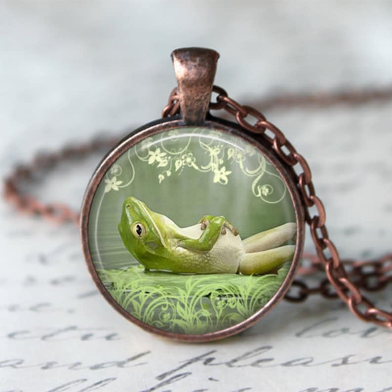 Frog Charm \u2022 Frog Jewelry \u2022 Frog Necklace \u2022 Nature Inspired Jewelry \u2022 Retirement Gift \u2022 Gift For Her \u2022 Green Jewelry