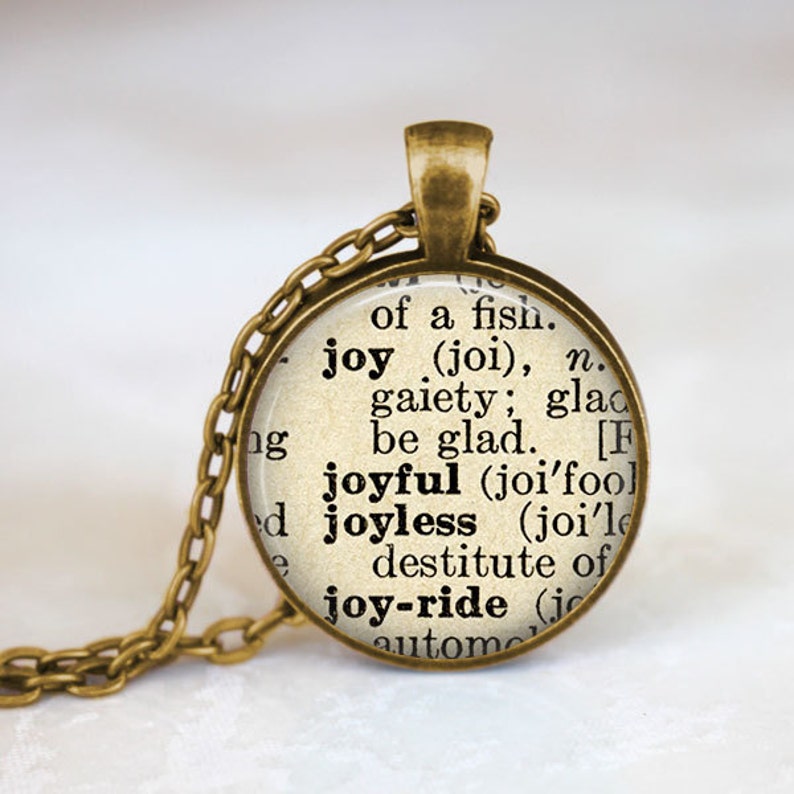 Joy Necklace Joy Definition Joy Jewelry Dictionary Quote Etsy