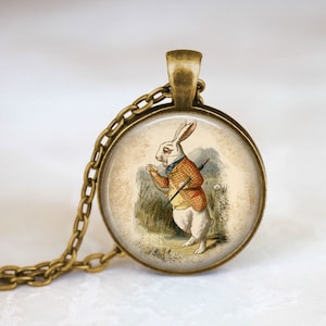 The White Rabbit Alice in Wonderland Necklace • Alice In Wonderland Jewelry • Fairy Tale Jewelry • Book Quote Jewelry • Alice Necklace