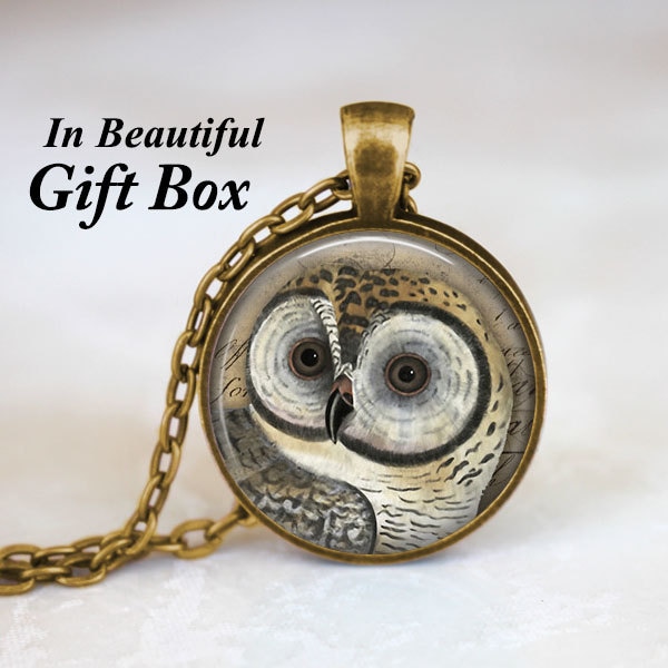 Owl Necklace - Owl Jewelry Bird Necklace Nature Necklace Gray Blue Nature Jewelry Woodland Bird