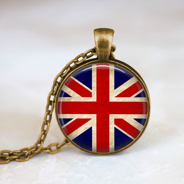 Collier drapeau britannique • Drapeau Union Jack • Bijoux drapeau anglais