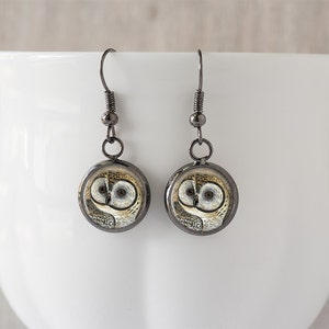 Owl Dangle Earrings - Owl Drop Earrings Owl Earrings Owl Jewelry Bird Earrings Nature Earrings Woodland Jewelry Gift for Wife