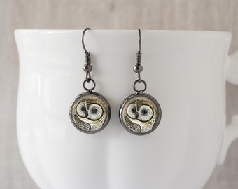 Owl Dangle Earrings - Owl Drop Earrings Owl Earrings Owl Jewelry Bird Earrings Nature Earrings Woodland Jewelry Gift for Wife