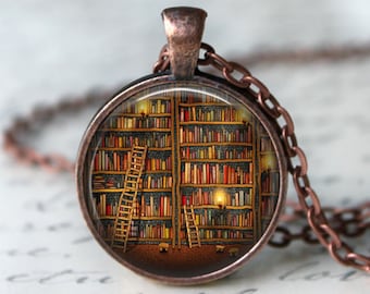 Library Book Necklace - Book Worm Necklace Book Necklace Book Lovers Librarian Jewelry Literary Jewelry Gift For Writers Jewelry For Teacher