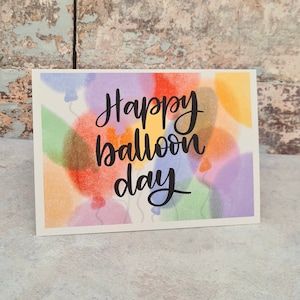 Happy Balloon Day Birthday Card, Happy Birthday Riso Style Card, Happy Balloons Birthday Card, A6 card