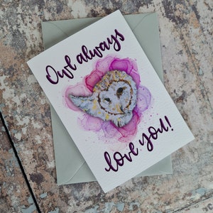 Owl Always Love You, Owl Pun Card, Funny Animal Pun Card, Carte pour les amoureux des oiseaux, Owl Valentines Card