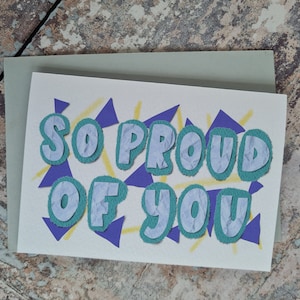 Blauw Zo Trots Op U Kaart UK, Blauw en Geel Goed Gedaan Kaart voor Zoon, We Zijn Trots op U Papercut Kaart, Goed gedaan voor Examen Kaart Blauw