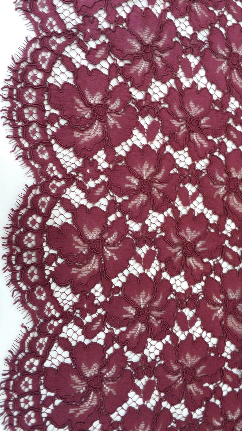 Burgundy Lace Fabric by the Yard France Lace Embroidery Etsy UK